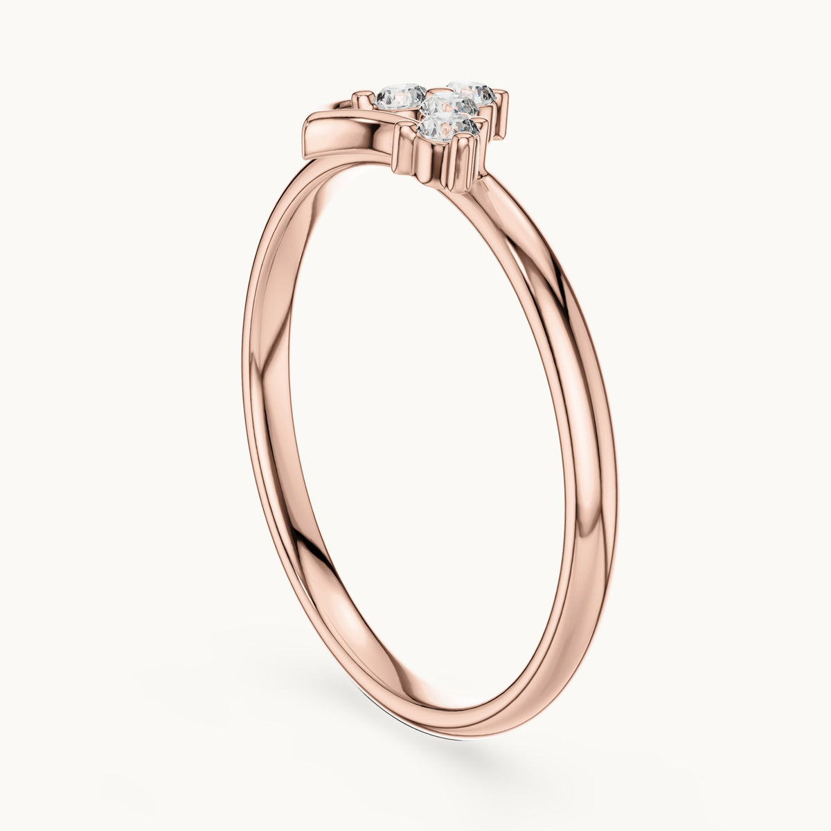 Round lab-grown diamond four-stone heart swirl ring in rose gold, 0.063 CT TW, view 1