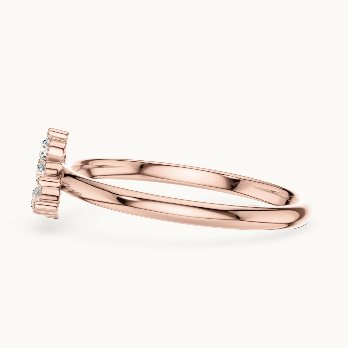 Round lab-grown diamond four-stone heart swirl ring in rose gold, 0.063 CT TW, view 3