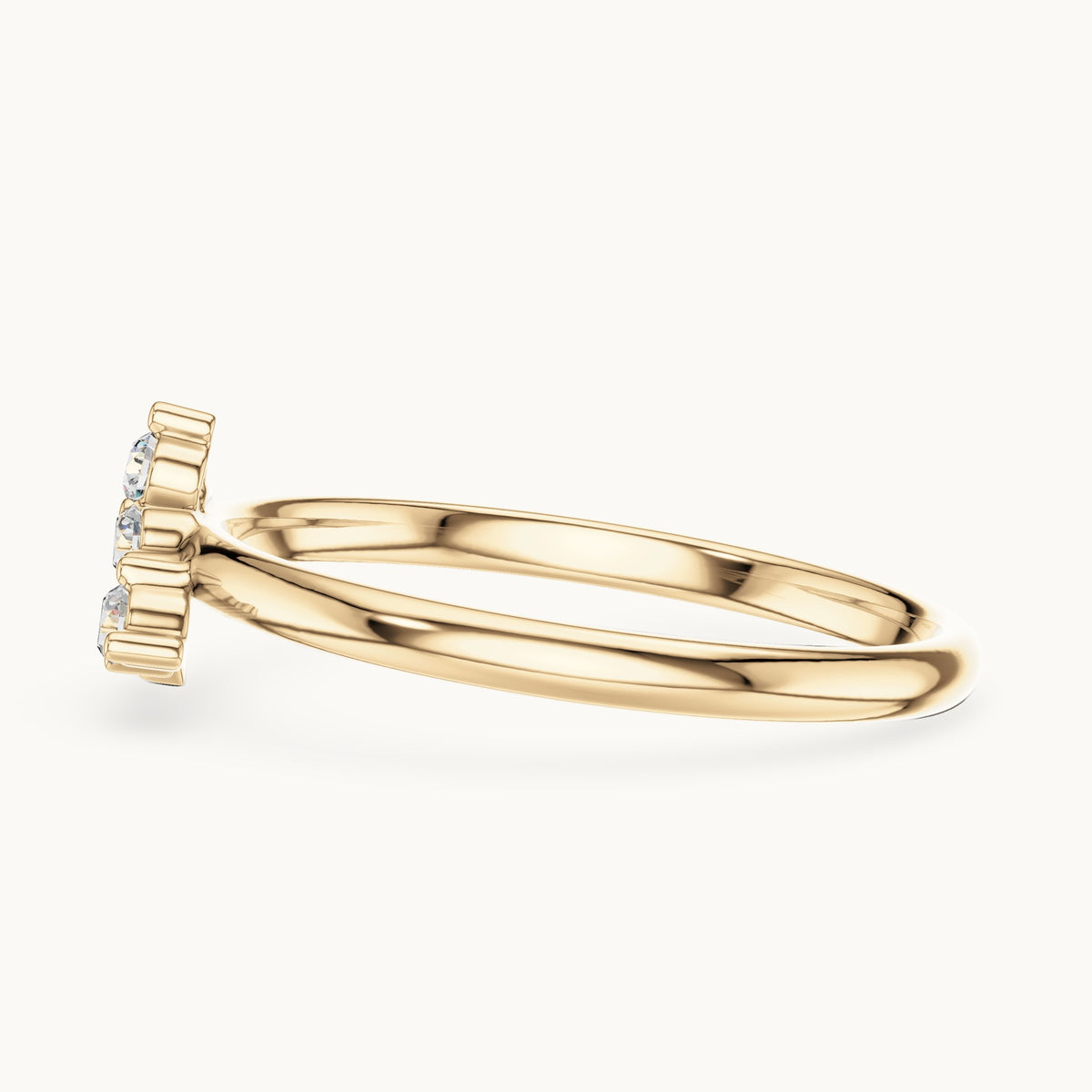 Round lab-grown diamond four-stone heart swirl ring in yellow gold, 0.063 CT TW, view 3
