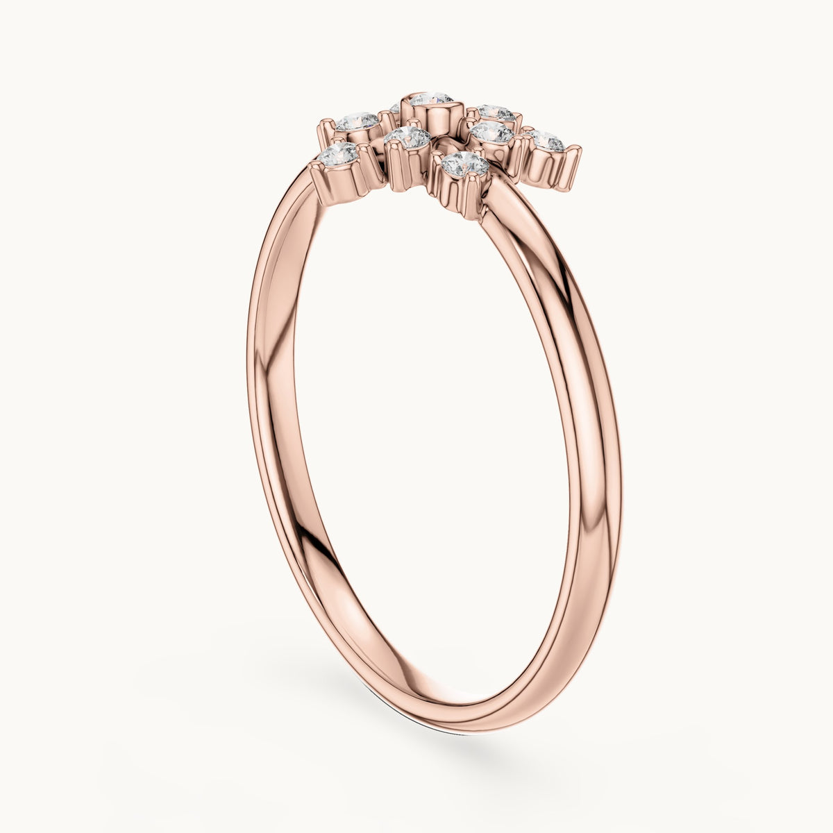 Round lab-grown diamond sunflower ring in rose gold, 0.09 CT TW, view 1