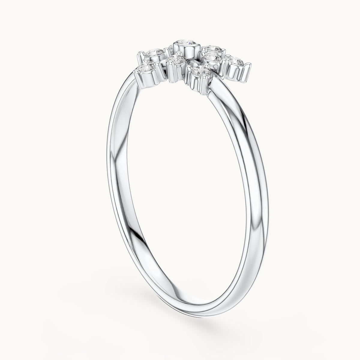 Round lab-grown diamond sunflower ring in white gold, 0.09 CT TW, view 1