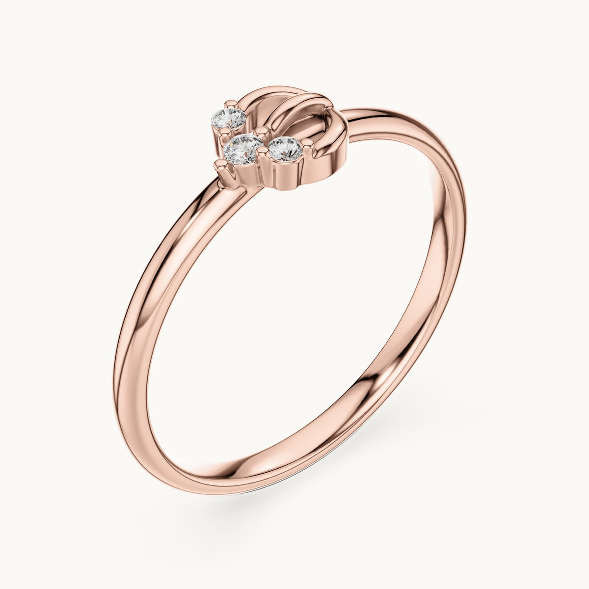 Round lab-grown diamond three-stone orb ring in rose gold, 0.028 CT TW, view 2