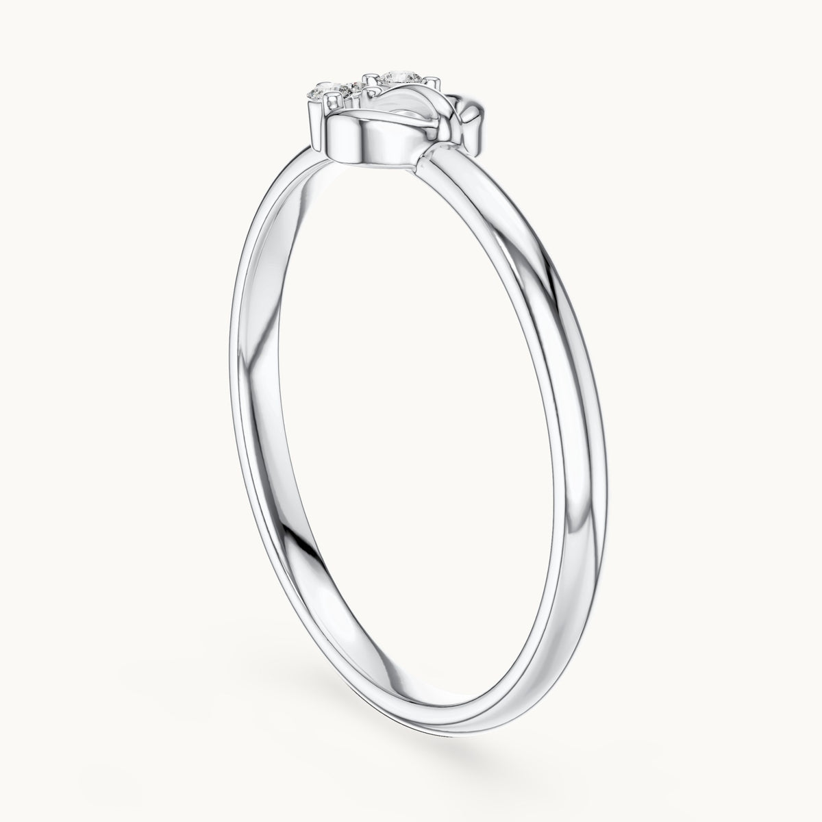 Round lab-grown diamond three-stone orb ring in white gold, 0.028 CT TW, view 1