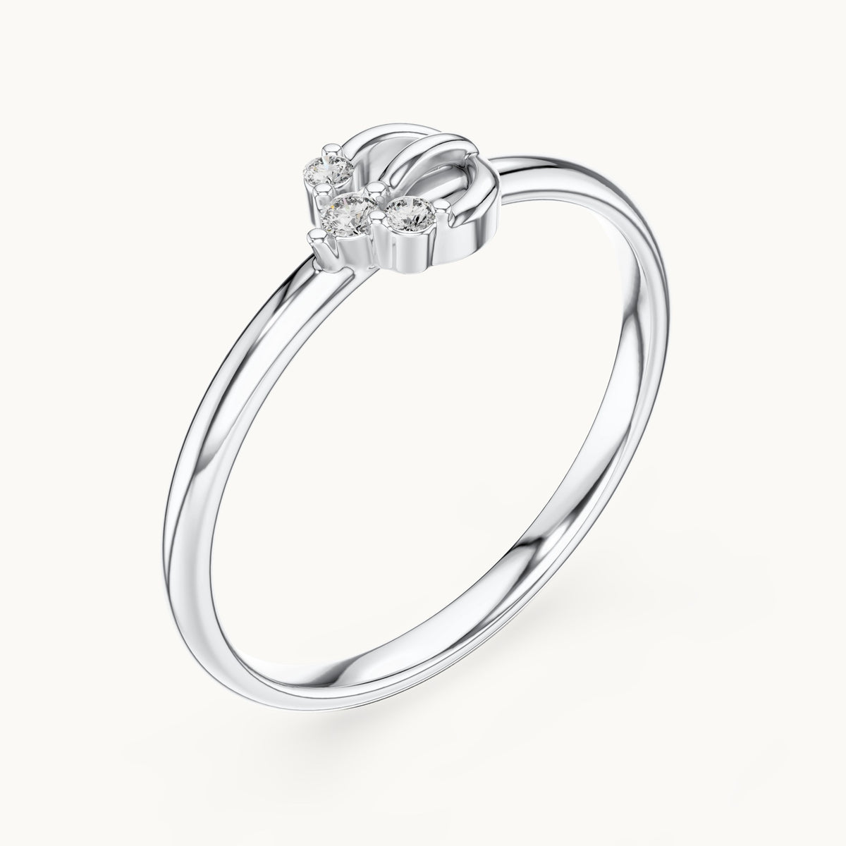 Round lab-grown diamond three-stone orb ring in white gold, 0.028 CT TW, view 2