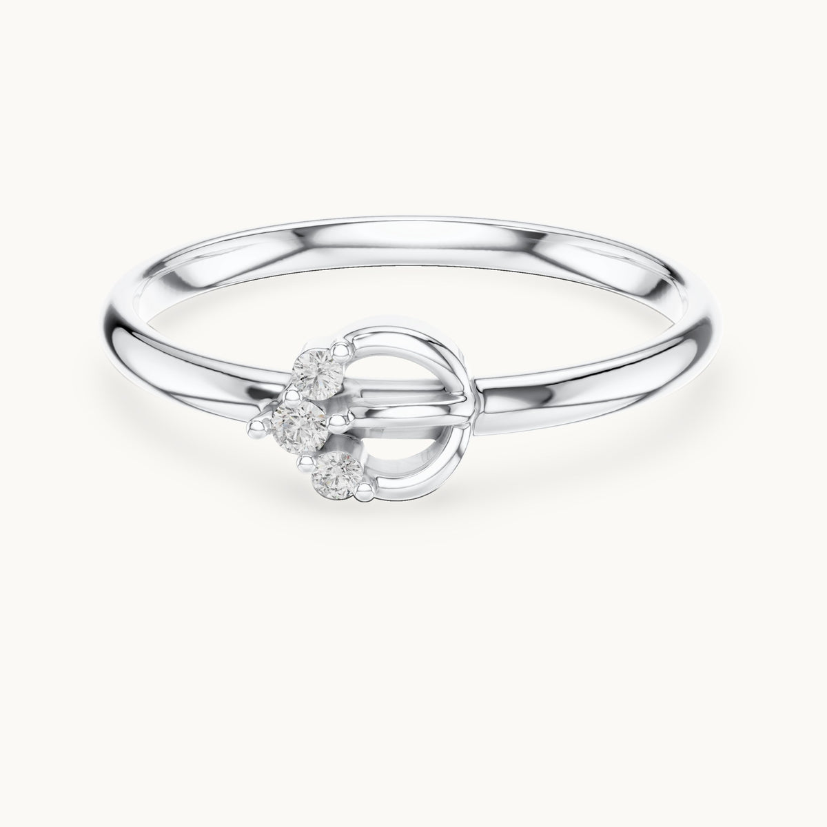 Round lab-grown diamond three-stone orb ring in white gold, 0.028 CT TW, view 4