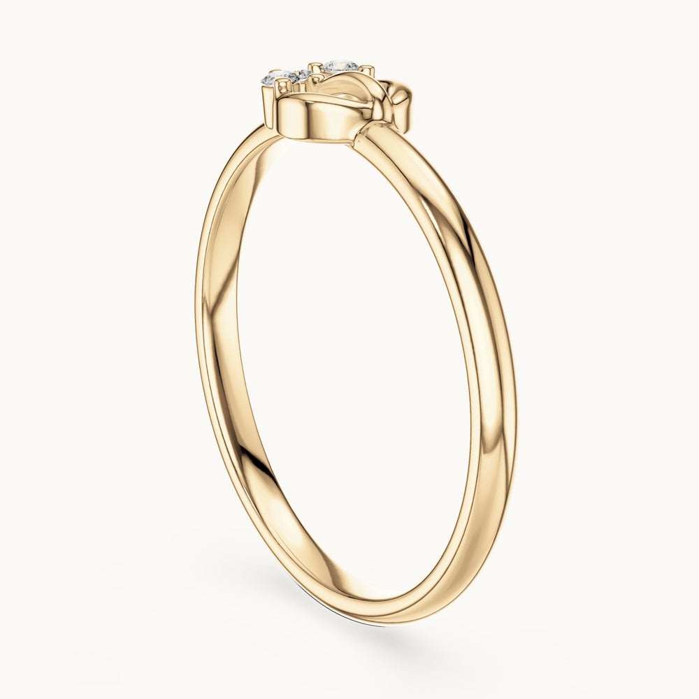 Round lab-grown diamond three-stone orb ring in yellow gold, 0.028 CT TW, view 1