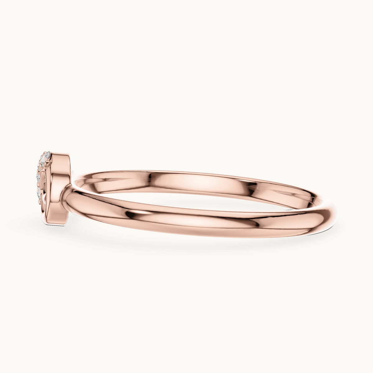 Round lab-grown diamond curl accent ring in rose gold, 0.023 CT TW, view 3
