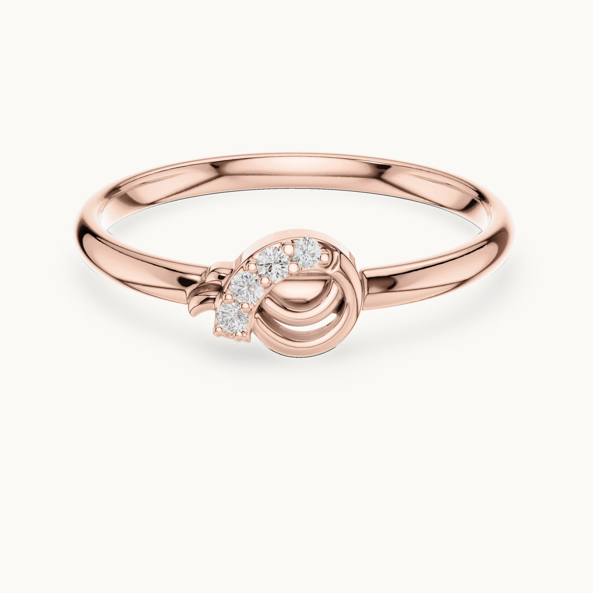 Round lab-grown diamond curl accent ring in rose gold, 0.023 CT TW, view 4
