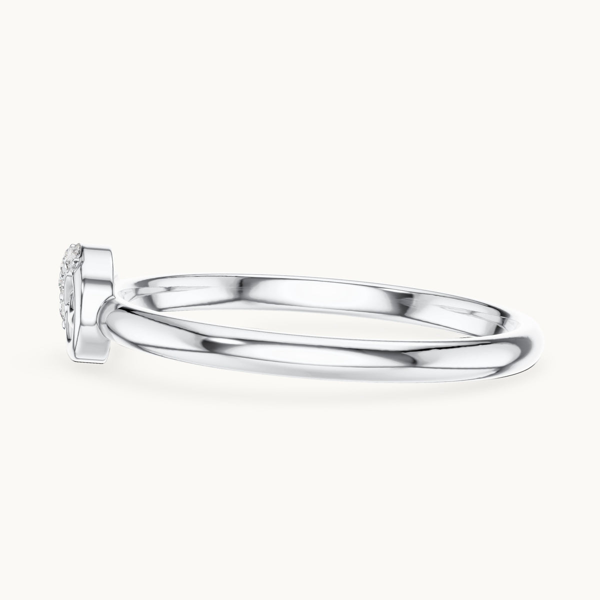 Round lab-grown diamond curl accent ring in white gold, 0.023 CT TW, view 3