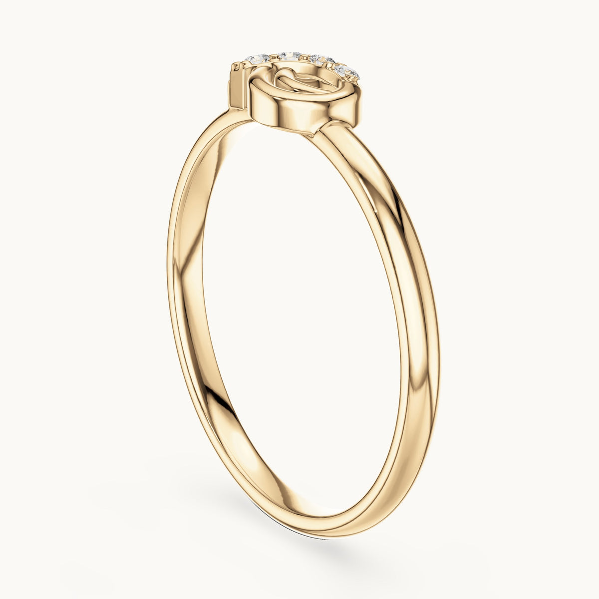 Round lab-grown diamond curl accent ring in yellow gold, 0.023 CT TW, view 1