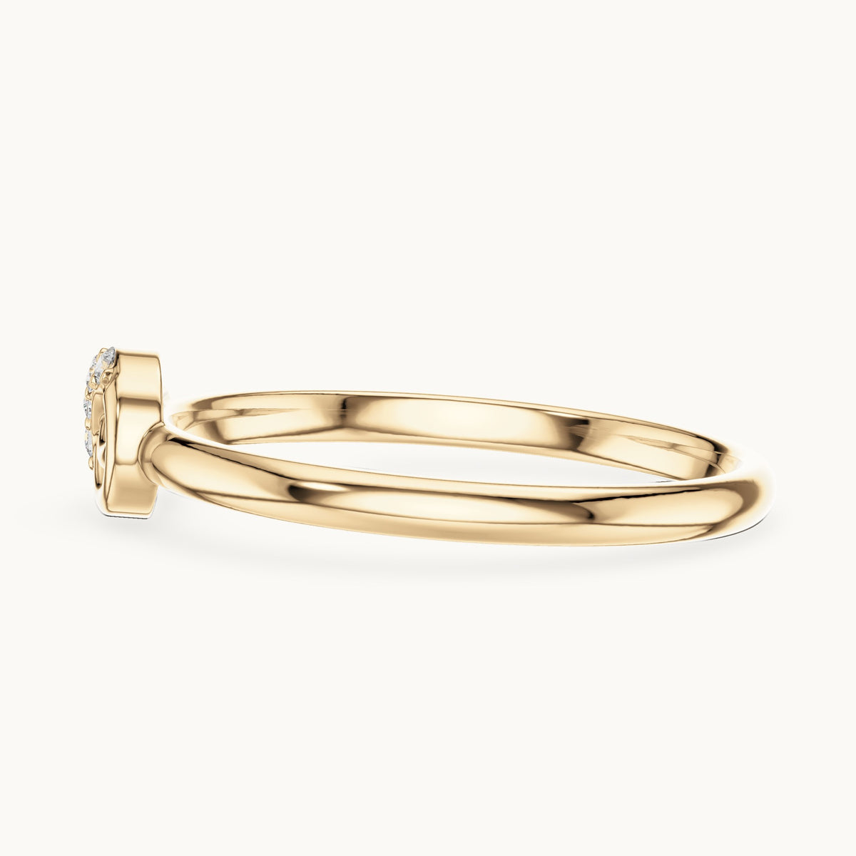 Round lab-grown diamond curl accent ring in yellow gold, 0.023 CT TW, view 3
