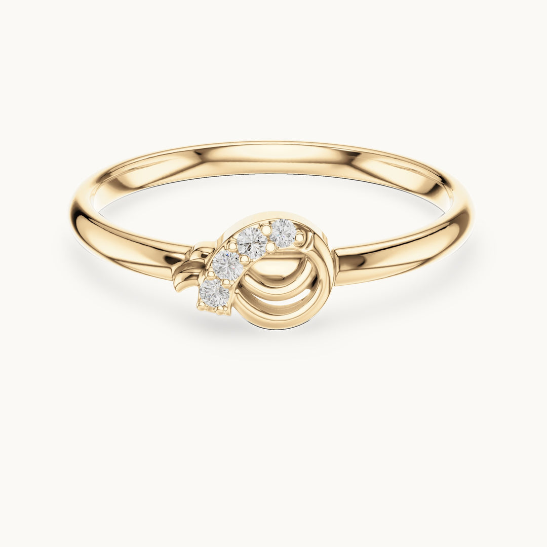 Round lab-grown diamond curl accent ring in yellow gold, 0.023 CT TW, view 4