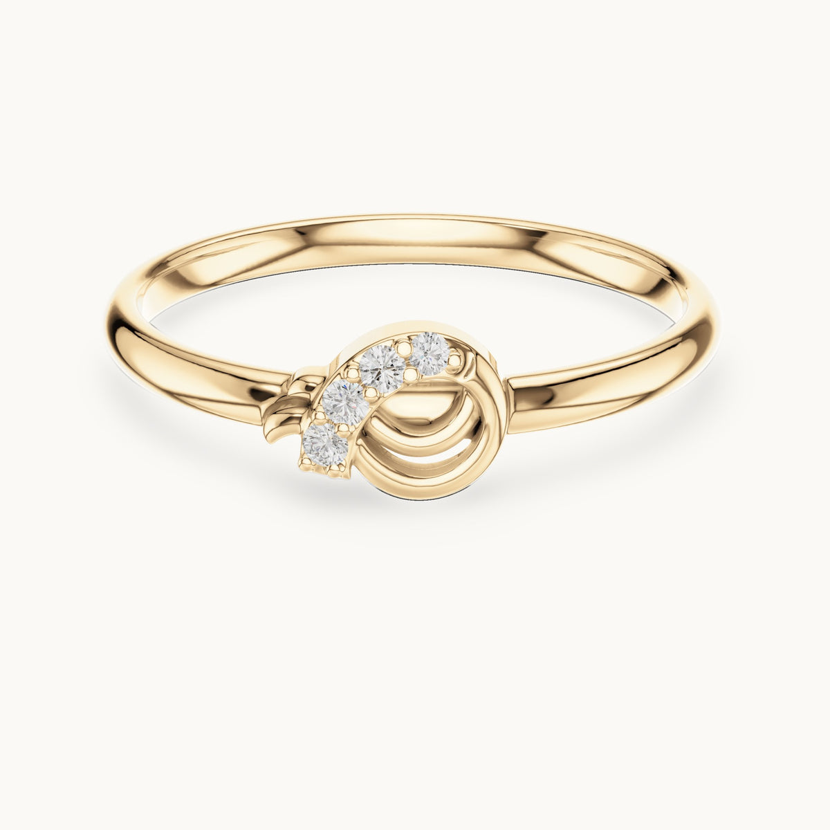 Round lab-grown diamond curl accent ring in yellow gold, 0.023 CT TW, view 4