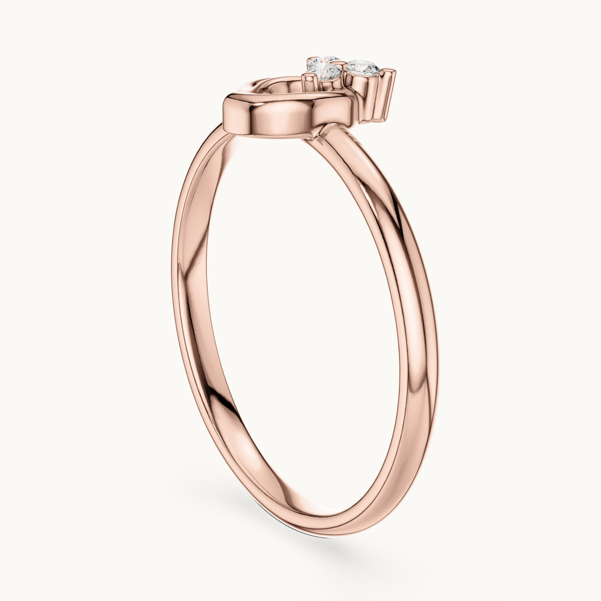 Round lab-grown diamond three-stone swirl cluster ring in rose gold, 0.030 CT TW, view 1