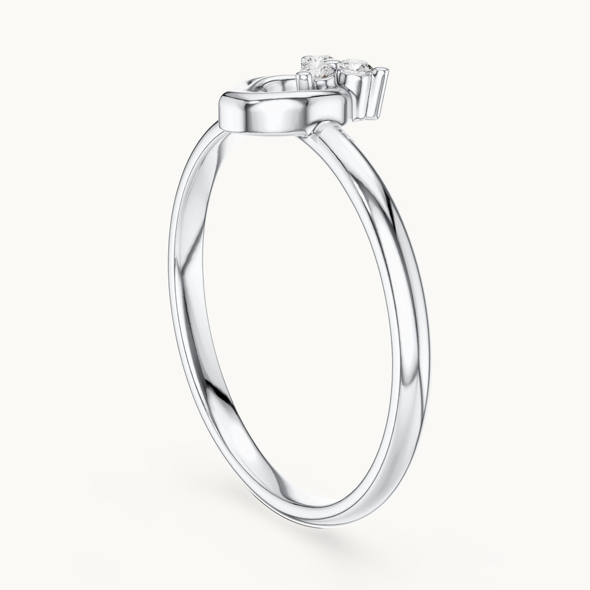 Round lab-grown diamond three-stone swirl cluster ring in white gold, 0.030 CT TW, view 1