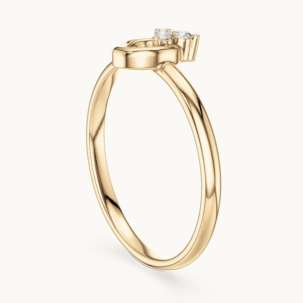 Round lab-grown diamond three-stone swirl cluster ring in yellow gold, 0.030 CT TW, view 1