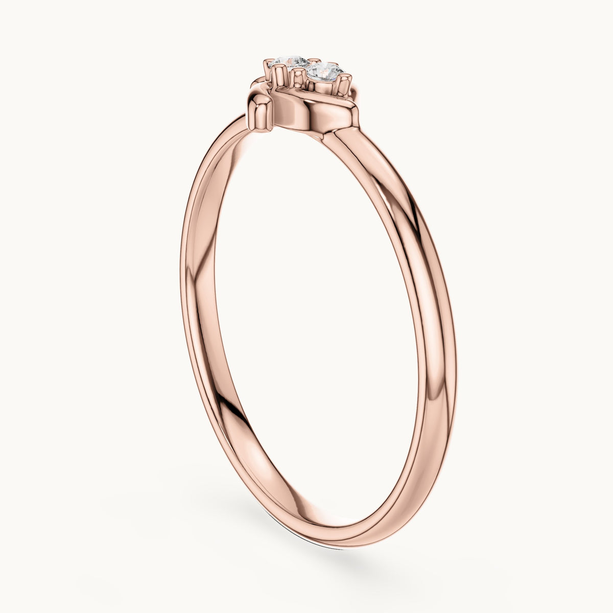 Round lab-grown diamond two-stone tulip ring in rose gold, 0.024 CT TW, view 1