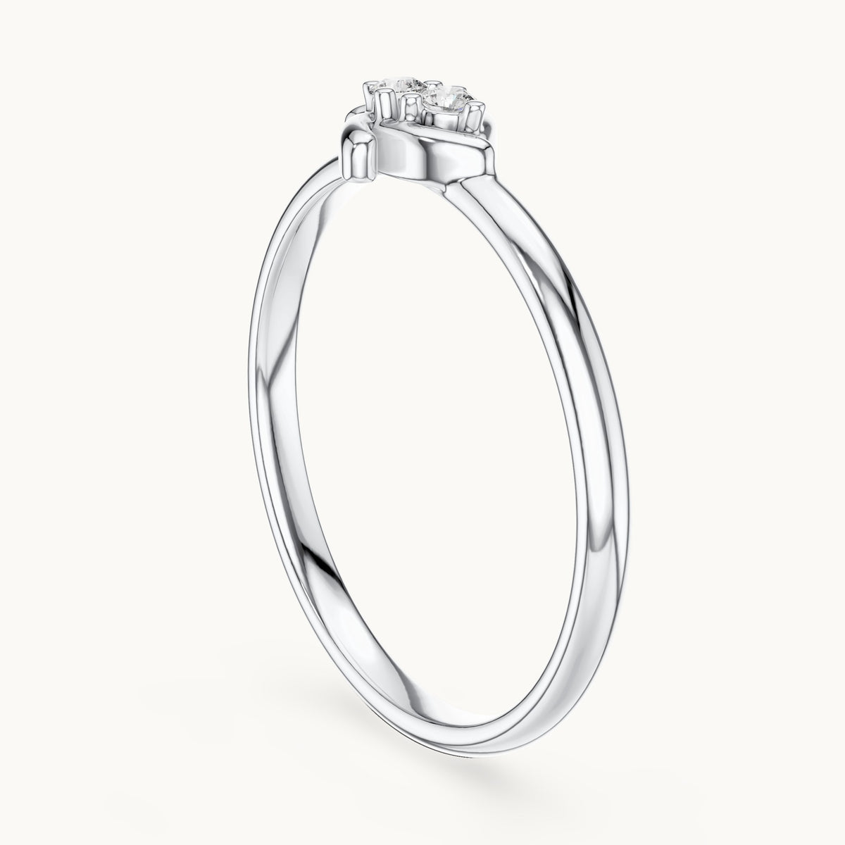Round lab-grown diamond two-stone tulip ring in white gold, 0.024 CT TW, view 1