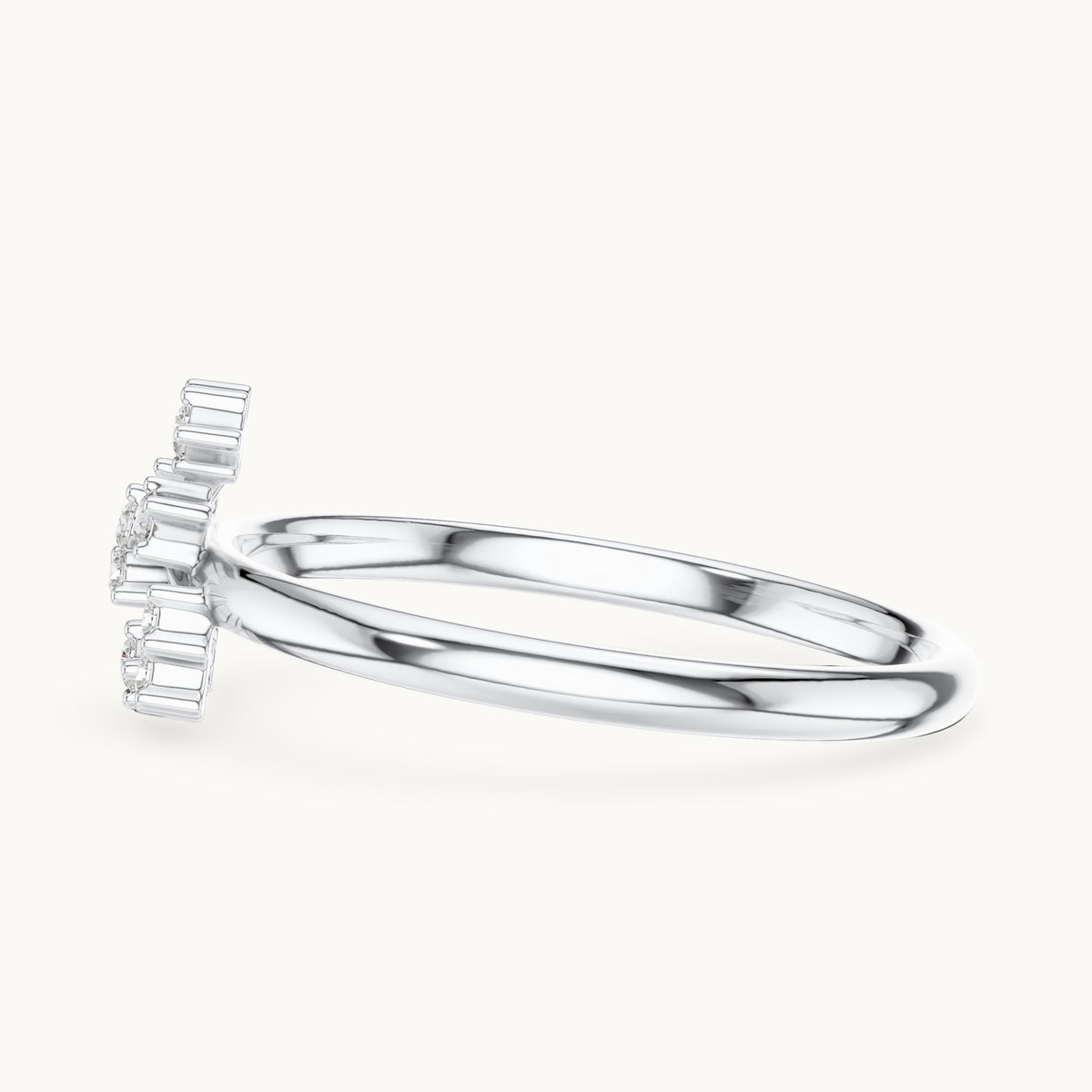 Round lab-grown diamond twelve-stone scroll cluster ring in white gold, 0.069 CT TW, view 3