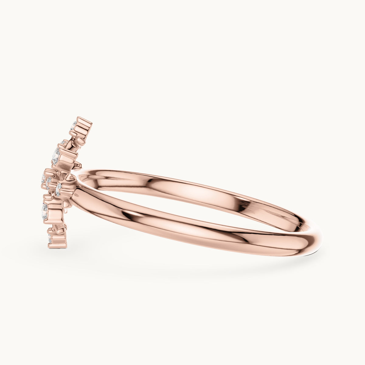 Round lab-grown diamond snowflake ring in rose gold, 0.052 CT TW, view 3