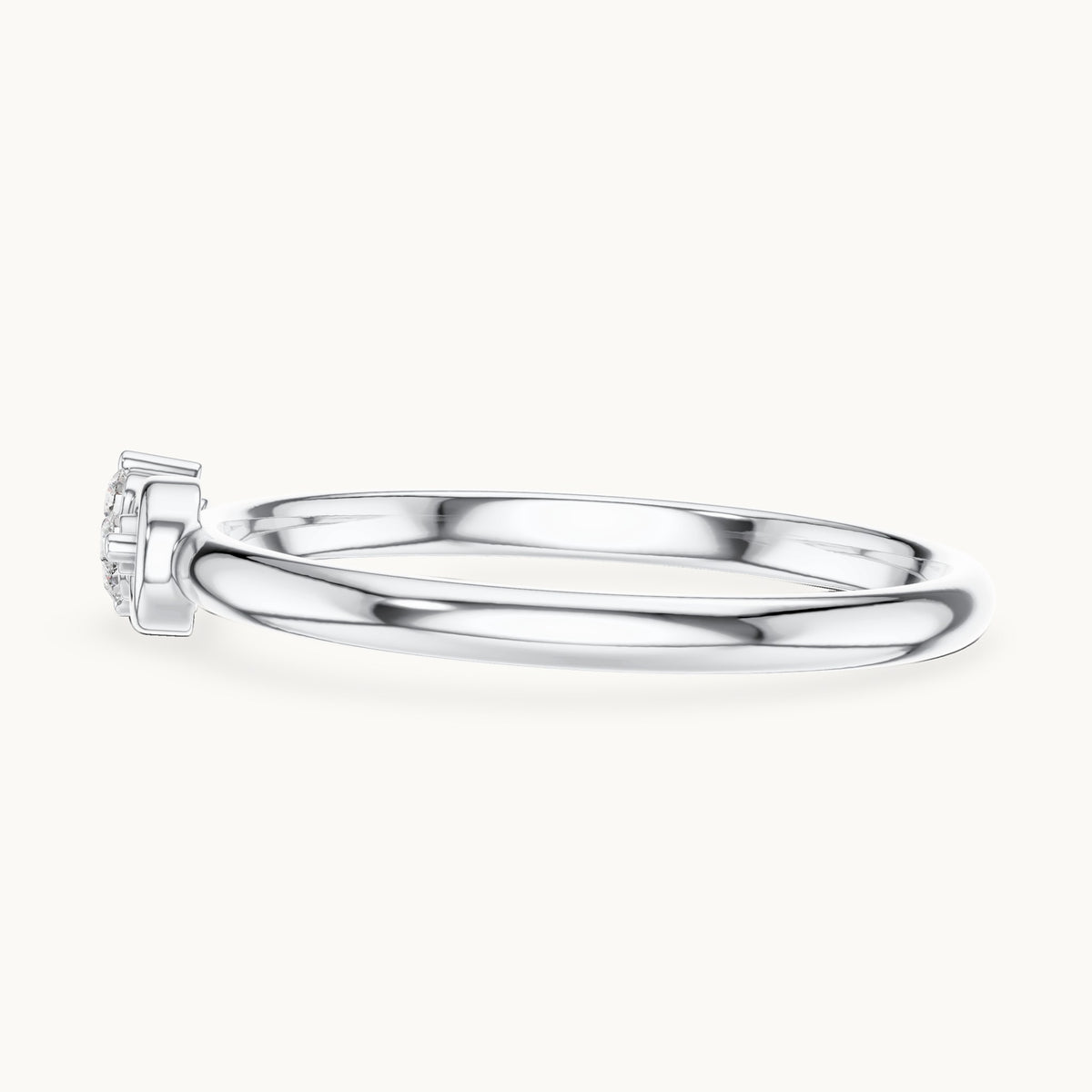 Round lab-grown diamond three-stone swirl ring in white gold, 0.024 CT TW, view 3