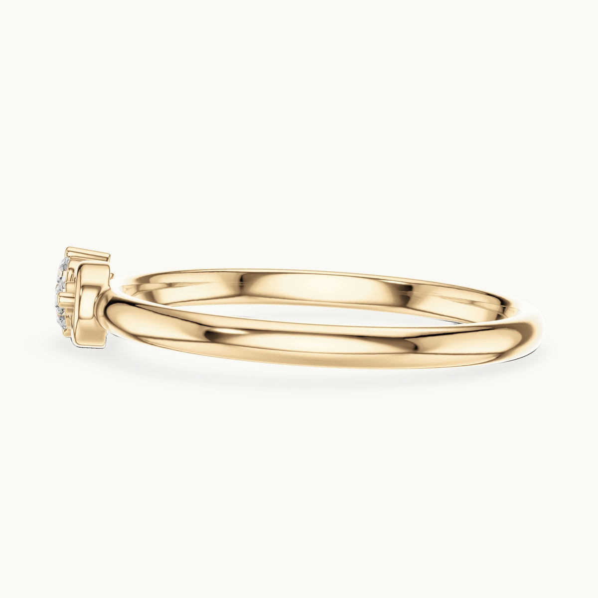 Round lab-grown diamond three-stone swirl ring in yellow gold, 0.024 CT TW, view 3