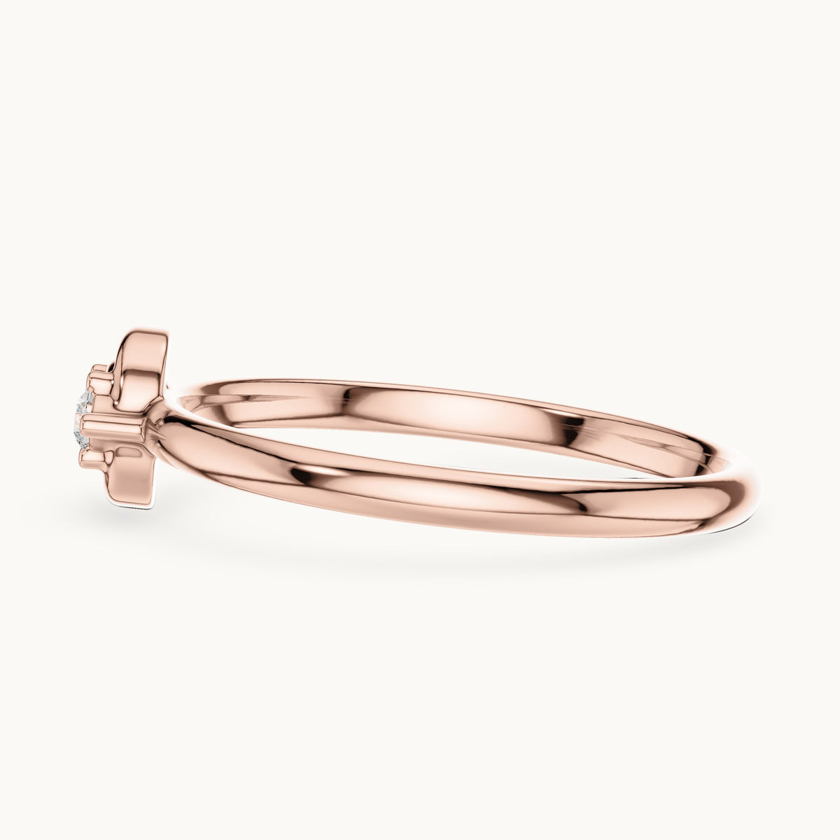 Round lab-grown diamond two-stone lotus ring in rose gold, 0.03 CT TW, view 3