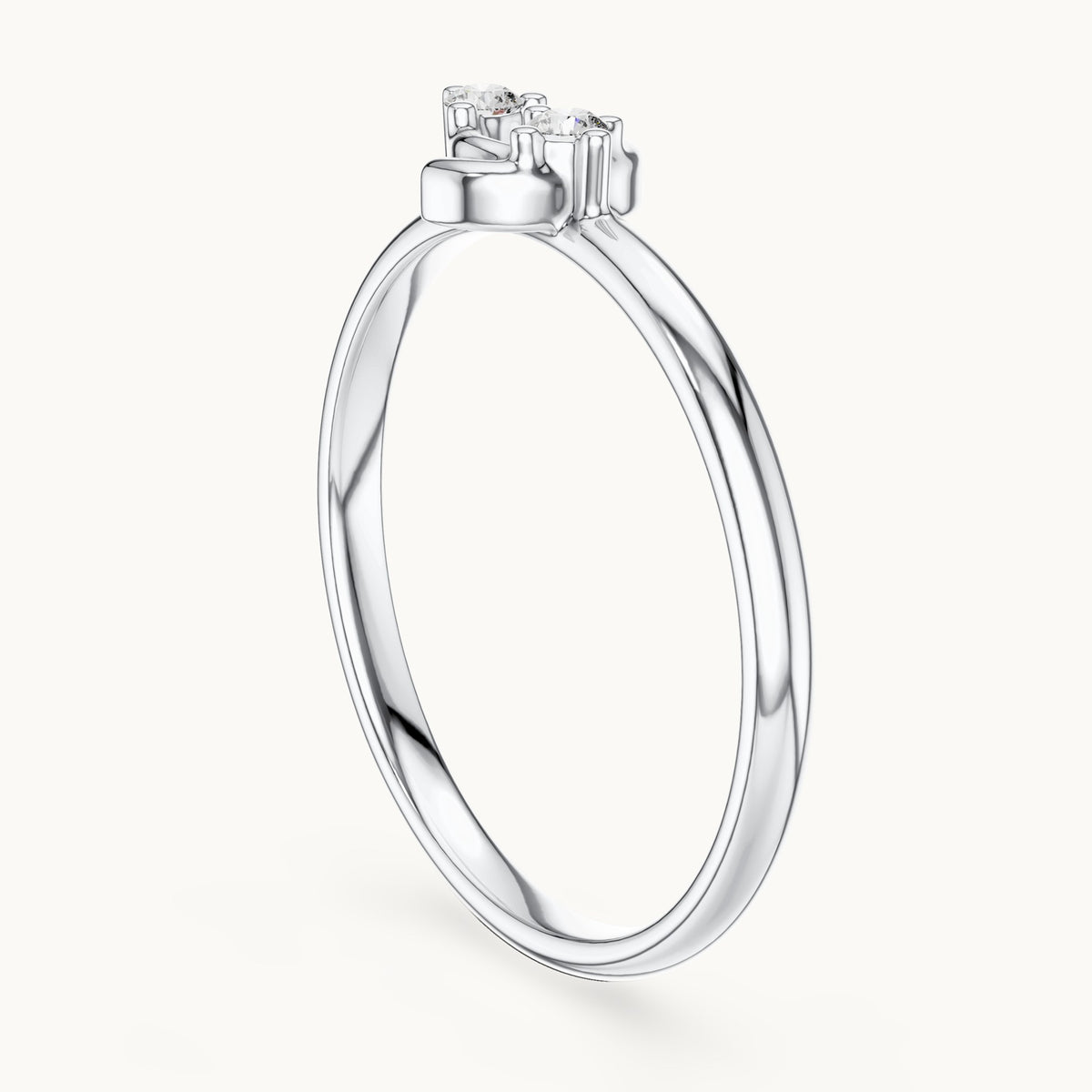 Round lab-grown diamond two-stone lotus ring in white gold, 0.03 CT TW, view 1