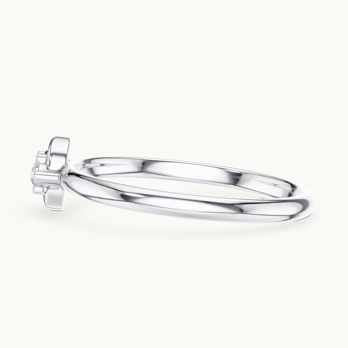 Round lab-grown diamond two-stone lotus ring in white gold, 0.03 CT TW, view 3