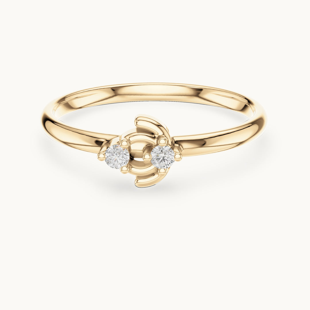 Round lab-grown diamond two-stone lotus ring in yellow gold, 0.03 CT TW, view 4