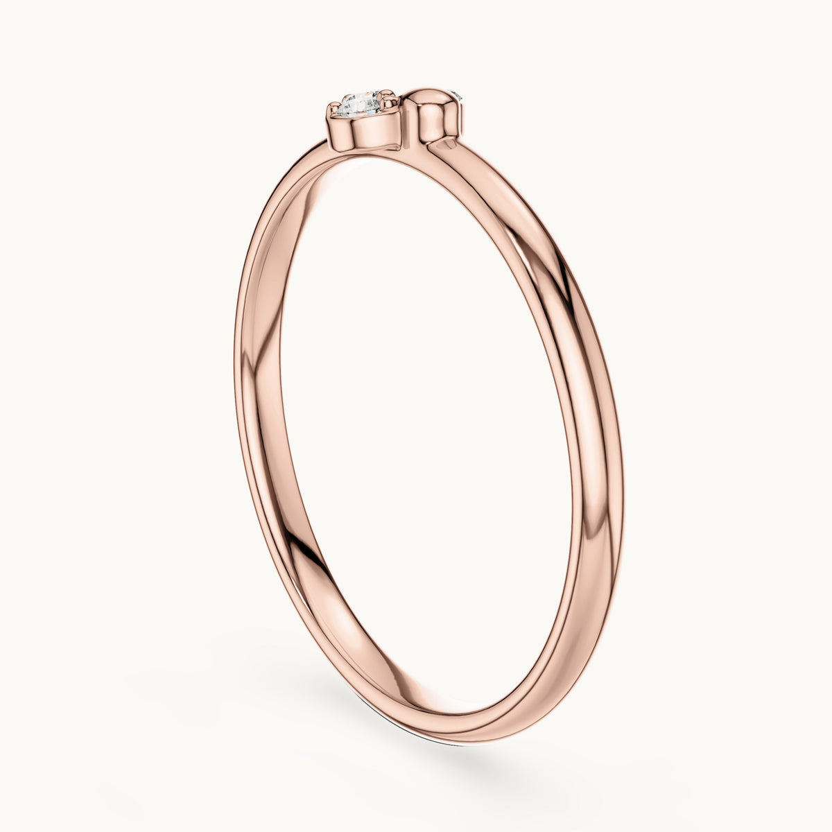 Round lab-grown diamond three-stone leaf cluster ring in rose gold, 0.035 CT TW, view 1