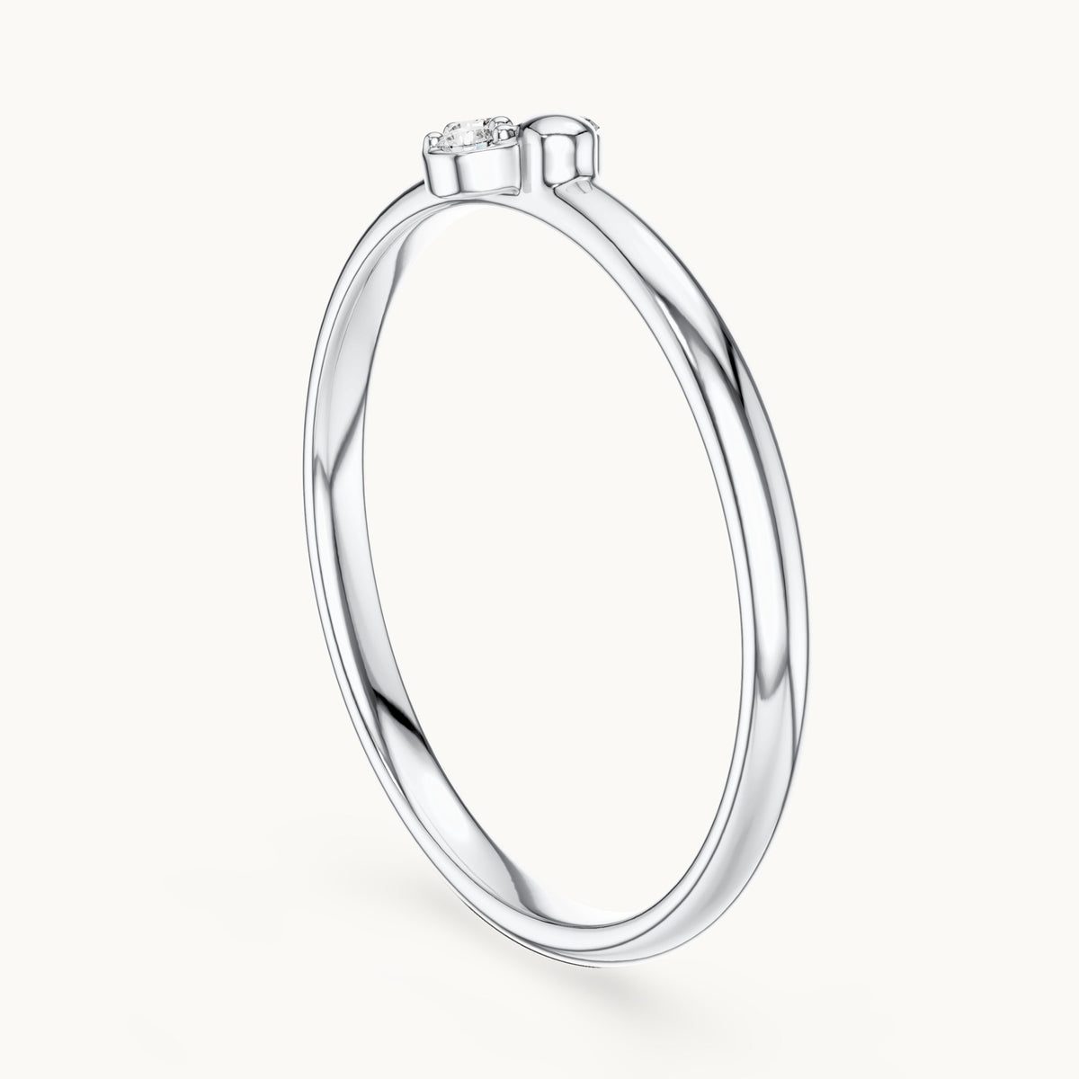 Round lab-grown diamond three-stone leaf cluster ring in white gold, 0.035 CT TW, view 1