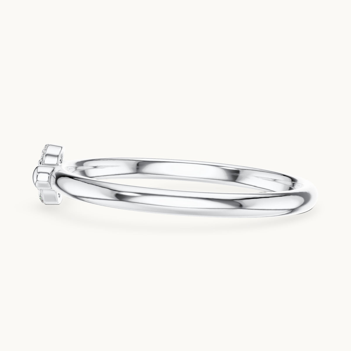 Round lab-grown diamond three-stone leaf cluster ring in white gold, 0.035 CT TW, view 3