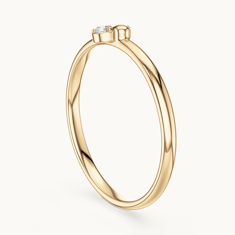 Round lab-grown diamond three-stone leaf cluster ring in yellow gold, 0.035 CT TW, view 1