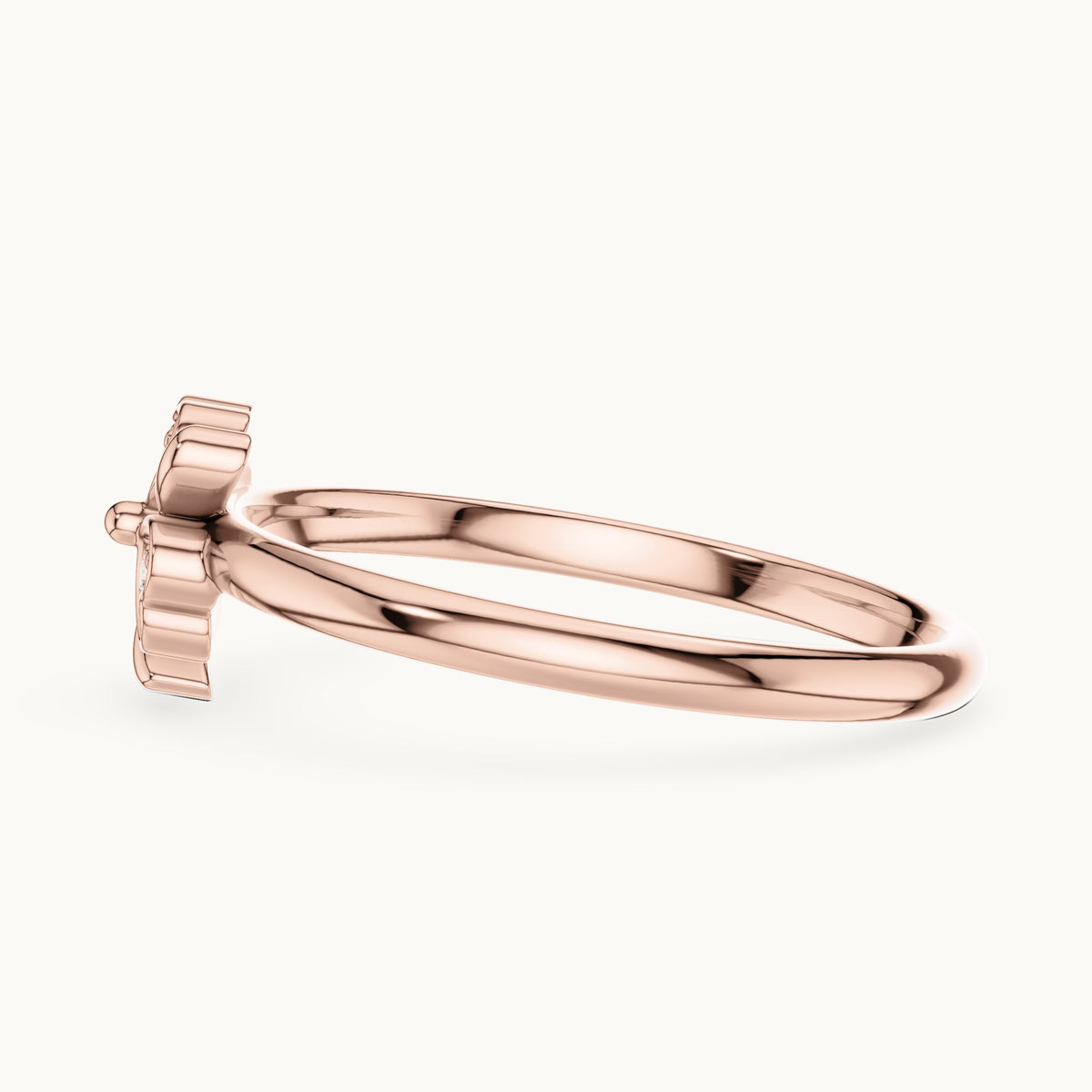 Round lab-grown diamond heart clover ring in rose gold, 0.018 CT TW, view 3