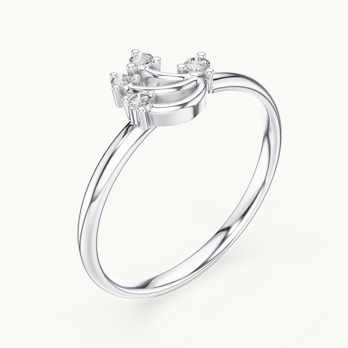 Round lab-grown diamond curved spray four-stone ring in white gold, 0.046 CT TW, view 2