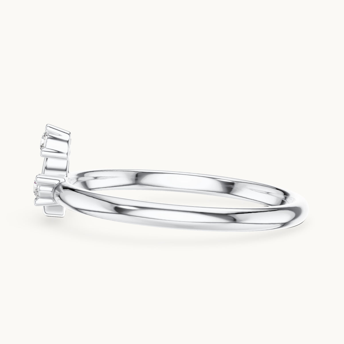 Round lab-grown diamond curved spray four-stone ring in white gold, 0.046 CT TW, view 3