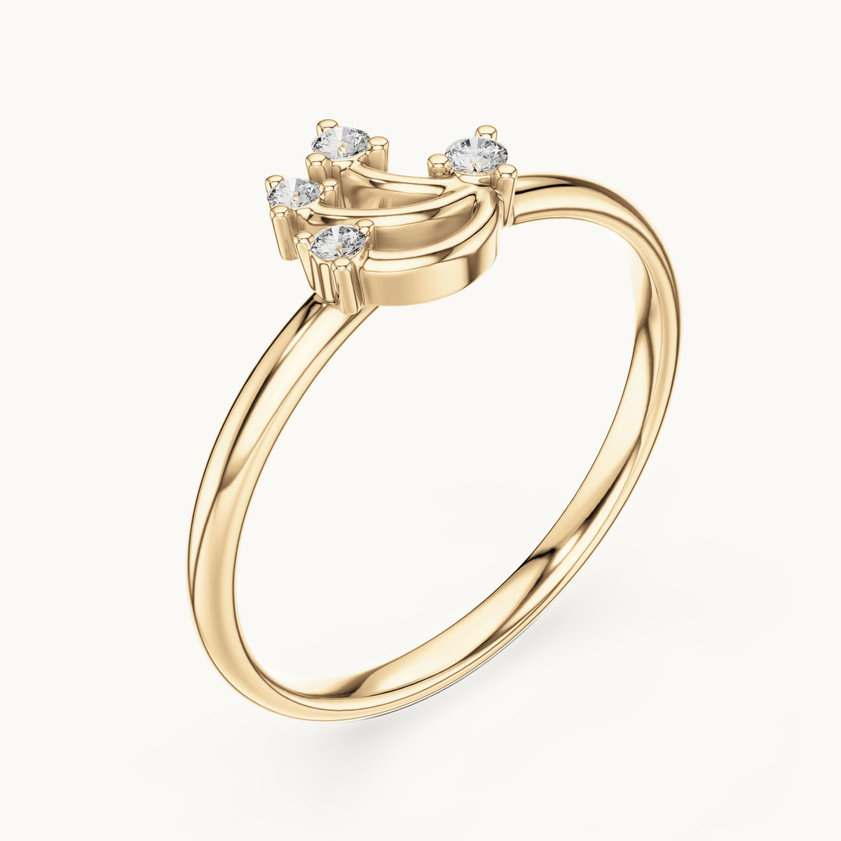 Round lab-grown diamond curved spray four-stone ring in yellow gold, 0.046 CT TW, view 2
