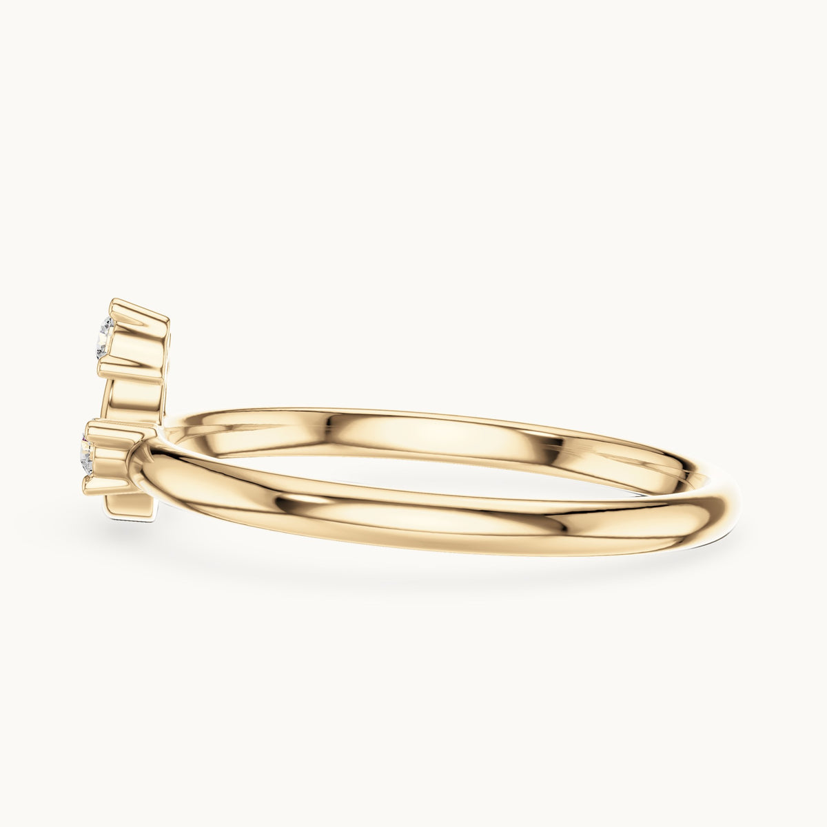 Round lab-grown diamond curved spray four-stone ring in yellow gold, 0.046 CT TW, view 3