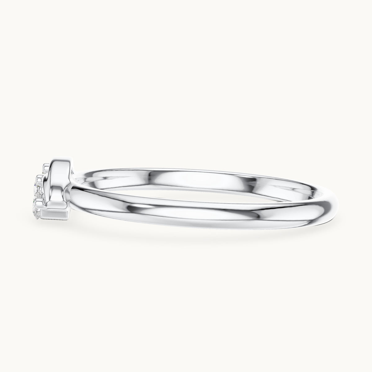 Round lab-grown diamond three-stone wave ring in white gold, 0.045 CT TW, view 3