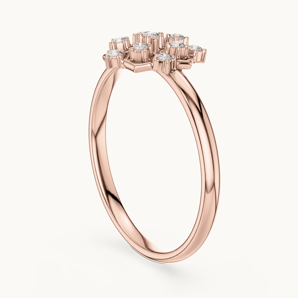 Round lab-grown diamond hexagon lattice ring in rose gold, 0.07 CT TW, view 1