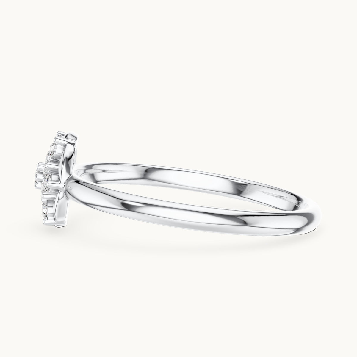 Round lab-grown diamond round cluster ring in white gold, 0.078 CT TW, view 3