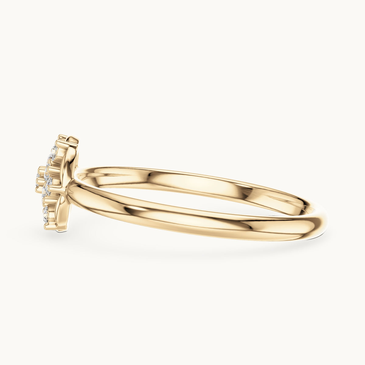 Round lab-grown diamond round cluster ring in yellow gold, 0.078 CT TW, view 3