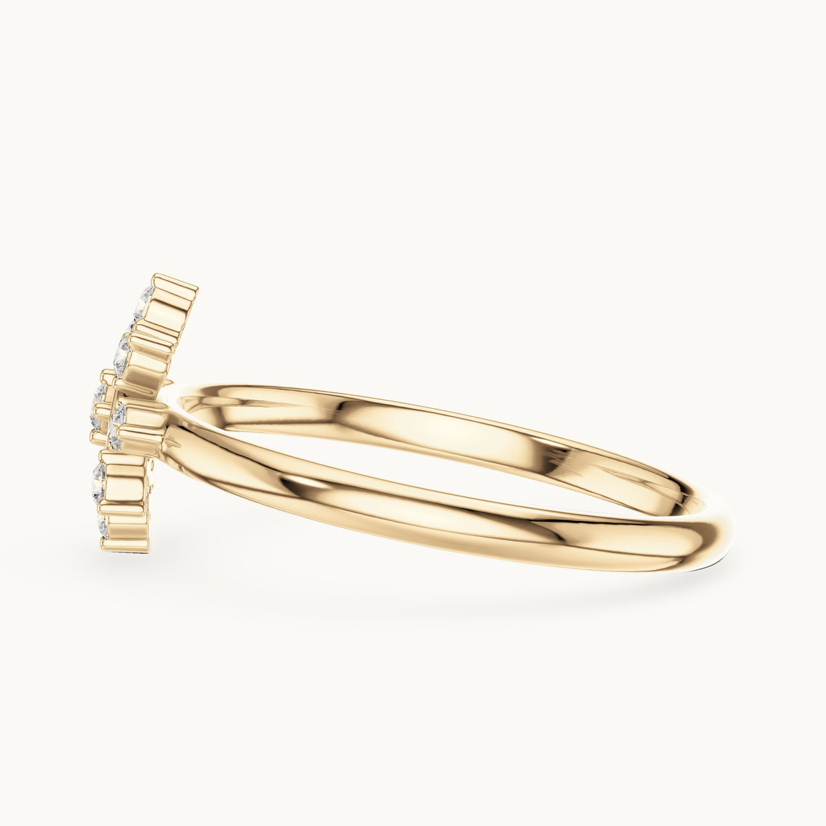 Round lab-grown diamond square frame starburst ring in yellow gold, 0.074 CT TW, view 3
