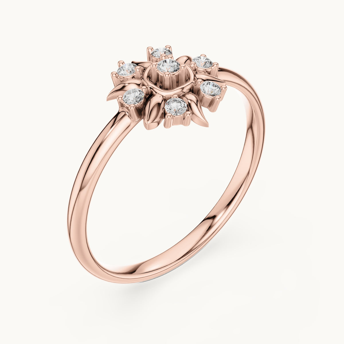 Round lab-grown diamond sun ring in rose gold, 0.072 CT TW, view 2
