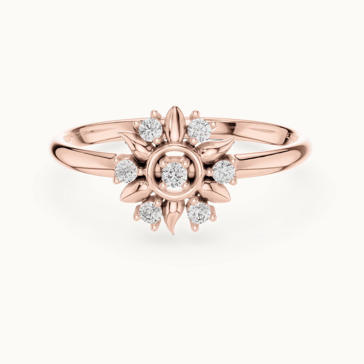 Round lab-grown diamond sun ring in rose gold, 0.072 CT TW, view 4
