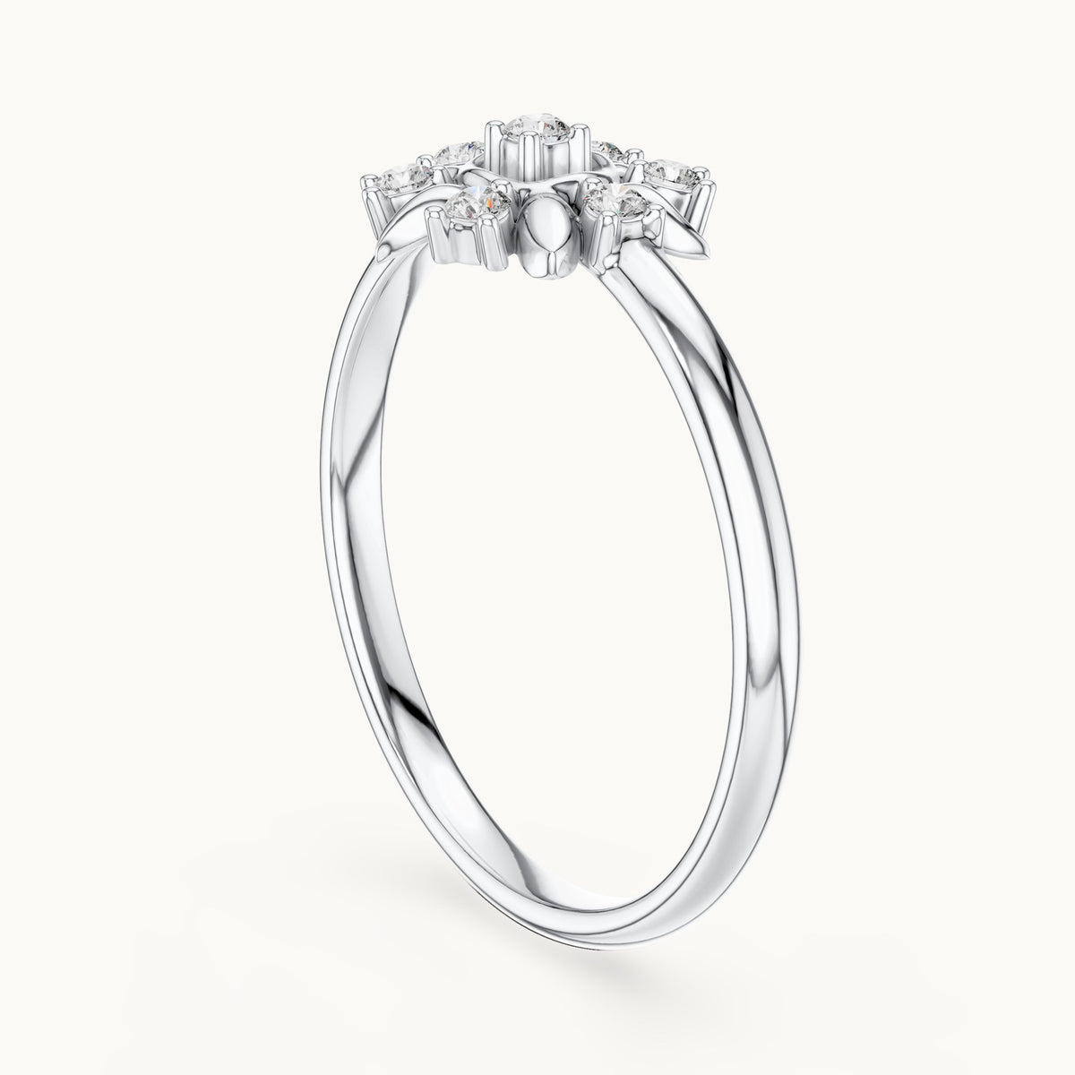 Round lab-grown diamond sun ring in white gold, 0.072 CT TW, view 1