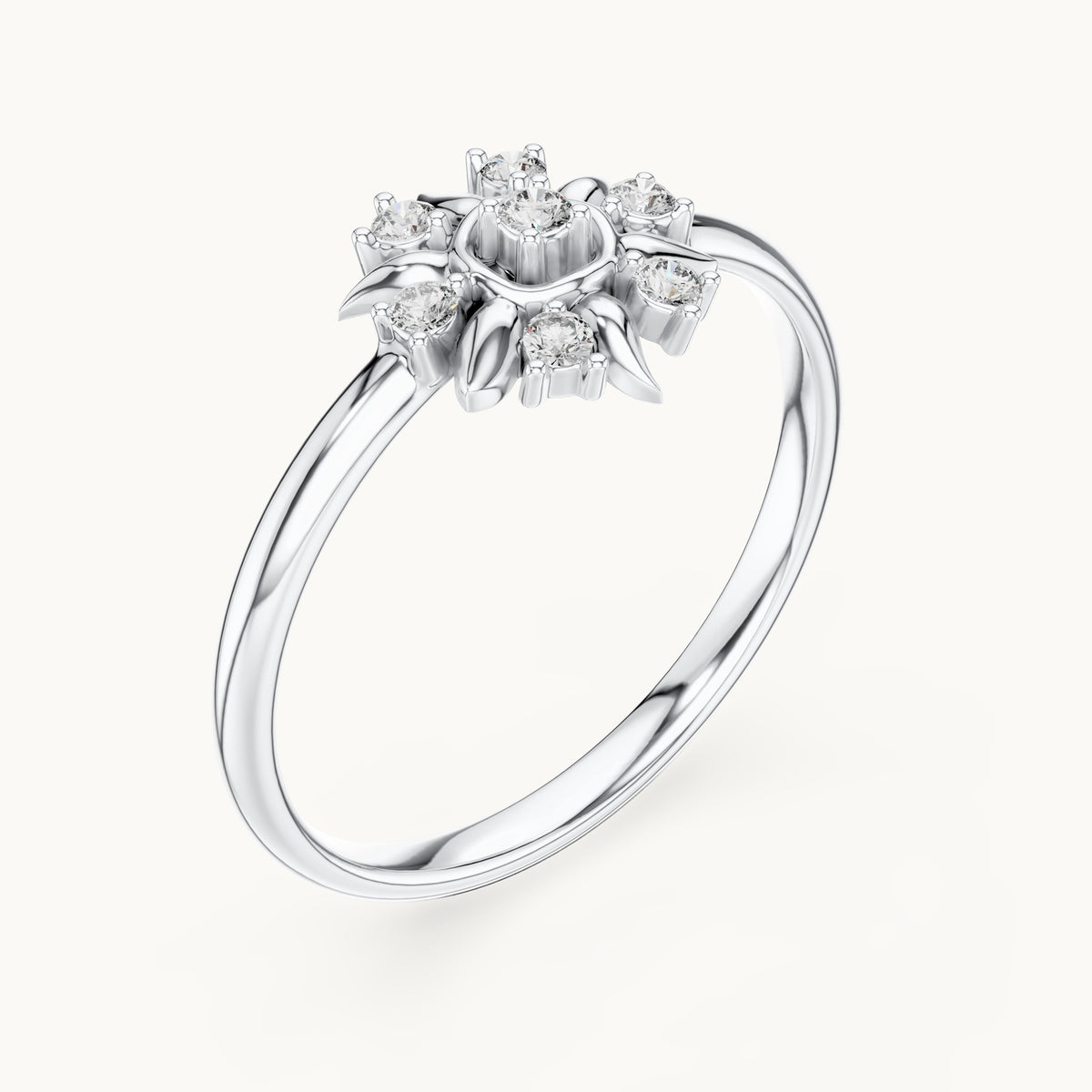 Round lab-grown diamond sun ring in white gold, 0.072 CT TW, view 2