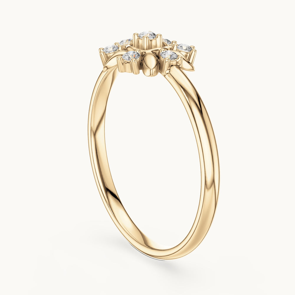 Round lab-grown diamond sun ring in yellow gold, 0.072 CT TW, view 1