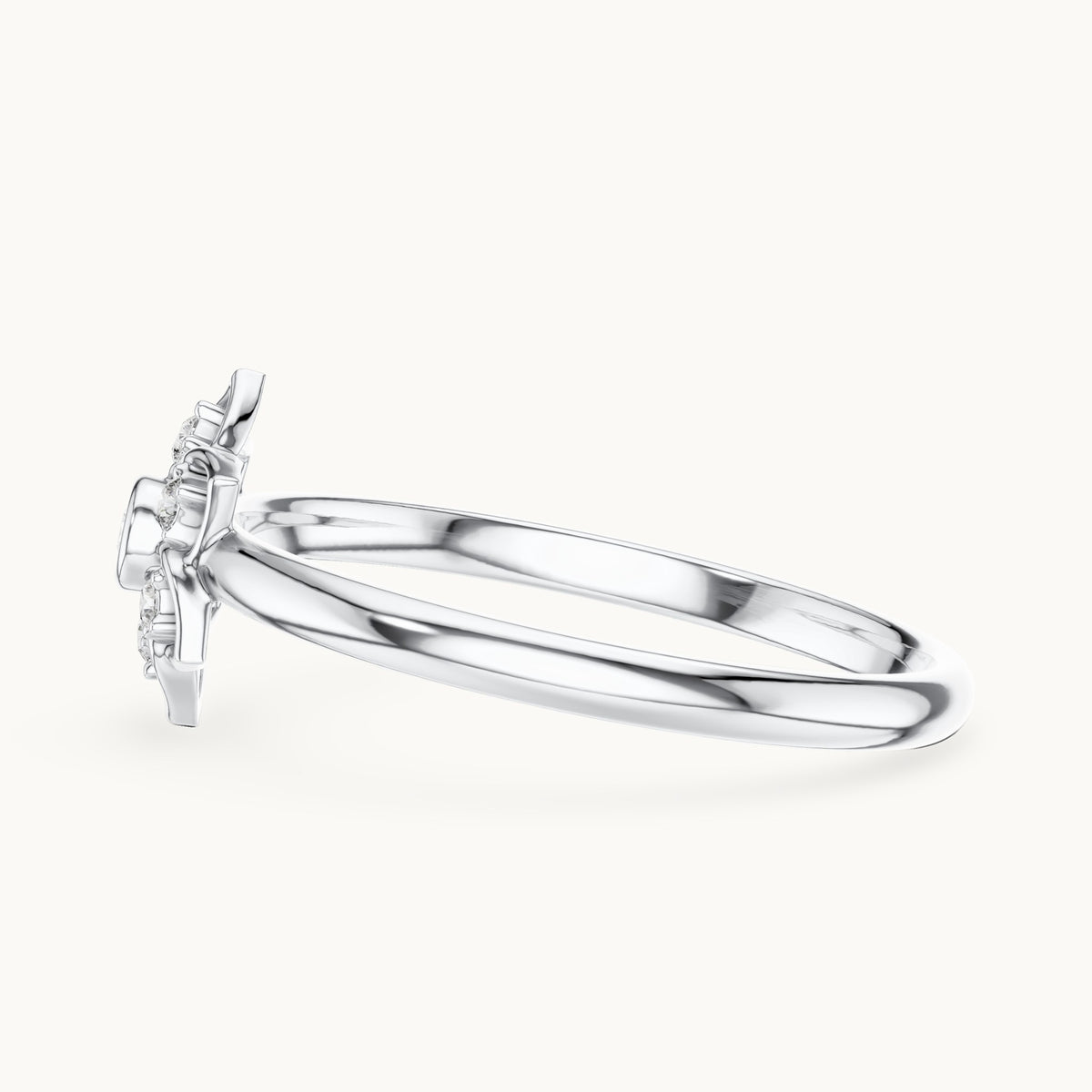 Round lab-grown diamond flower outline cluster ring in white gold, 0.048 CT TW, view 3